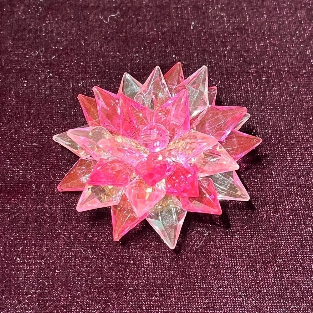 VTG Pink Starburst Faceted Brooch Pin